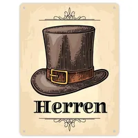 Trendaffe Vintage Herren WC Schild mit Zylinder in beige