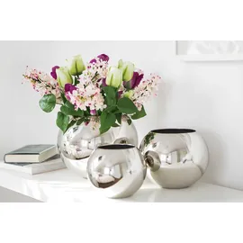 Fink "Moon" silber (silberfarben), H:13cm Ø:16cm, Eisen, Vasen, Kugelvase, Tischvase aus Metall, vernickelt