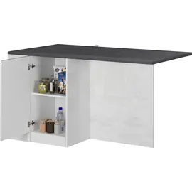 kochstation KS-Sole Kücheninsel 160 cm 2 Türen 4 offene Fächer weiß