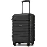 KONO Koffer Handgepäck Hartschalenkoffer PP Reisekoffer mit 4 Spinnrollen Erweiterbarer Leicht Trolley Koffer mit Getränkehalter und TSA Schloss (Schwarz,M)