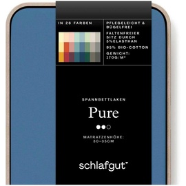 SCHLAFGUT Pure Baumwolle 90 x 190 - 100 x 220 cm blue mid