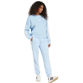 adidas Essentials 3-Streifen French Terry Cuffed Jogginghose glow blue/white XXS