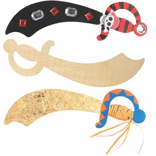 Baker Ross EF695 Ross Piratenschwerter aus Holz für Kinder zum Dekorieren - für Kindergeburtstag und Party (4 Stück)