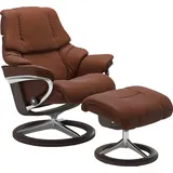 Stressless Stressless® »Reno«, (Set, Relaxsessel mit Hocker), mit Hocker, mit Signature Base, Größe S, M & L, Gestell Wenge braun