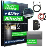 Campergold 1760W Komplettset PV Solaranlage All-In-One 8m2 inkl. 3,2 kWh Anker SOLIX Solarbank E1600 PRO mit Smarter Zähler und Balkongeländer Rund