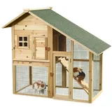 Hasenstall Mit Auslauf – Geeignet Für 2 – 3 Hasen, Meerschweinchen Oder Andere Kleintiere, Aus Holz, Wetterfest, Für Drinnen Und Draußen, Einfache Reinigung - Melko