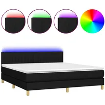 vidaXL Boxspringbett mit Matratze & LED Schwarz 180x200 cm Stoff