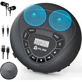 Klim Speaker CD Player mit Lautsprecher + NEU + Wiederaufladbarer Akku CD-Spieler mit Kopfhörern + SD/TF-Karte + AUX + Idealer Auto-CD-Spieler + CD Player tragbar mit Lautsprecher