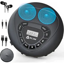 Klim Speaker CD Player mit Lautsprecher + NEU + Wiederaufladbarer Akku CD-Spieler mit Kopfhörern + SD/TF-Karte + AUX + Idealer Auto-CD-Spieler + CD Player tragbar mit Lautsprecher