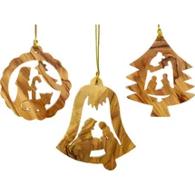 SIKORA Olivenholz Anhnger 3er Set Bethlehem Weihnachten (Nativity) Baumschmuck Krippe Motive