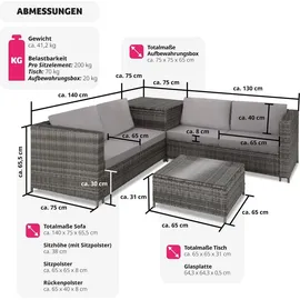 Tectake Siena Rattan Lounge grau/hellgrau