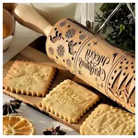 damight Weihnachts Nudelholz, 3D Motiv Geprägt Nudelholz für Hausgemachtes Bäck Gebäck Cookie