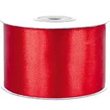 Satinband 50mm x 25m Rolle - FARBAUSWAHL in 3/6/12/18/25/38/50/75/100mm - farbecht & waschbar - Schleifenband für Hochzeit - Geschenkband zum Verpacken Dekorieren Basteln - Rot 250
