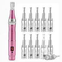 JMFBeauty wiederaufladbarer Derma Pen Microneedling Pen Kabellos Mikronadel-Stifte Hautverjüngung für Gesicht und Körper mit 22 Stück Ersatzpatronen (rosa)