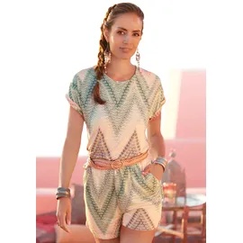 LASCANA Kurzoverall mit tiefem Rückenausschnitt und Alloverprint, sommerlicher Jumpsuit bunt|grün 34