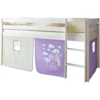 Livetastic Hochbett Malte 90 x 200 cm Kiefer massiv weiß flieder