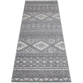Carpet City In-& Outdoorteppich Santorini 435, 3D-Effekt, Boho-Look", grau Anthrazit B:80cm H:5mm L:250cm, Polypropylen, Teppiche, Teppich, Wetterfest - UV-beständig für Terrasse, Flur,