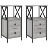 vidaXL Nachtschrank 2 Stk. 34 x 35,5 x 70 cm Grau