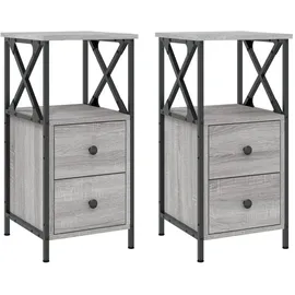 vidaXL Nachtschrank 2 Stk. 34 x 35,5 x 70 cm Grau