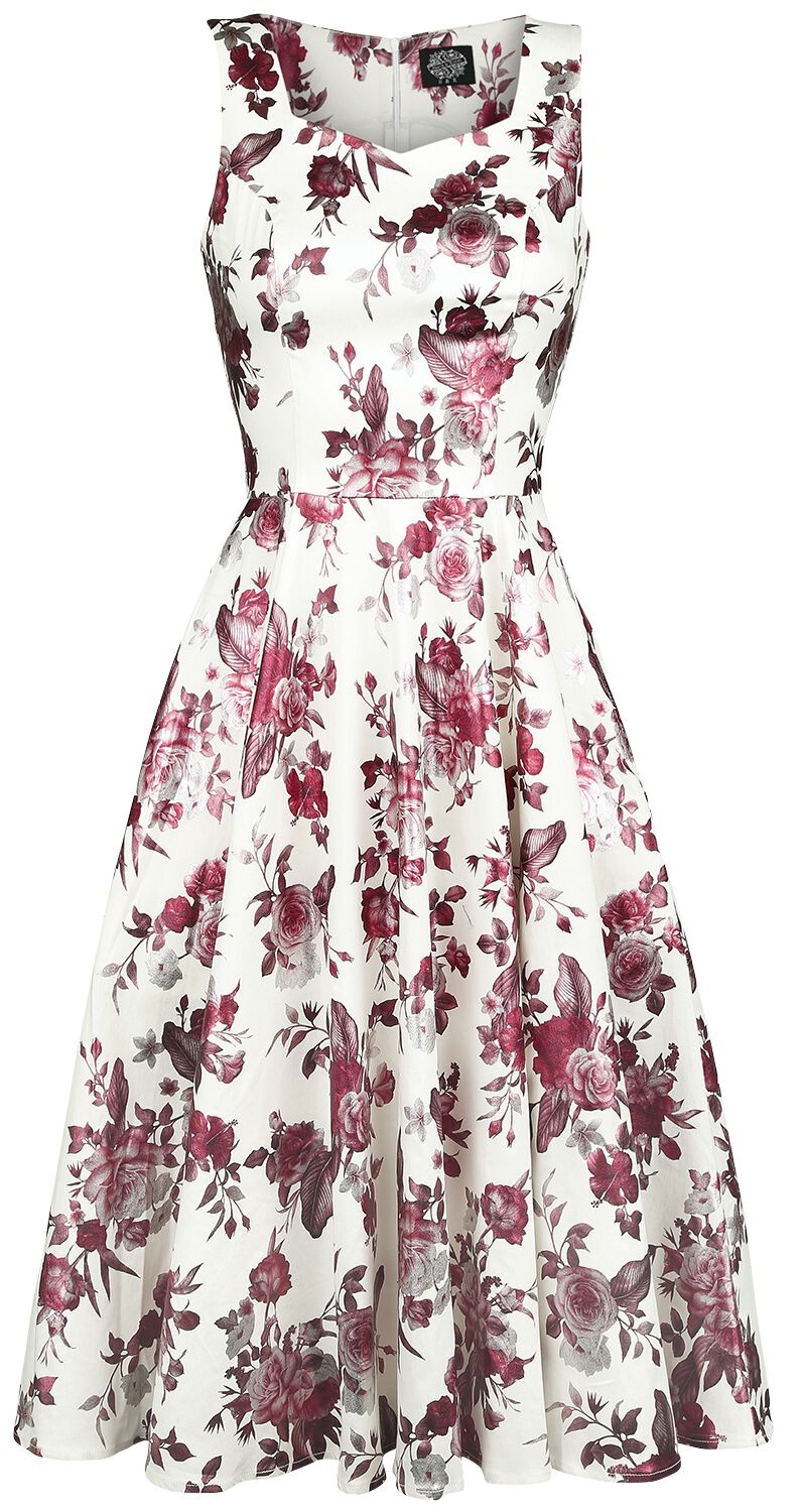 H&R London - Rockabilly Kleid knielang - Aphrodite Metallic Swing Dress - XS bis 6XL - für Damen - Größe S - weiß - S