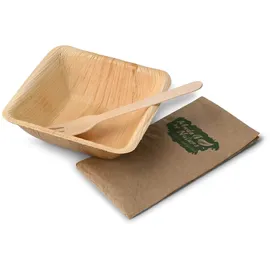 Greenbox - Palmblatt Schalen Palmware® 300 ml, quadratisch, 25 St.