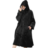 SPFASZEIV Tragbarer Hoodie Decke Damen Sherpa Übergroße Sweatshirt Kuscheldecke mit Ärmeln Tasche Kapuze für Erwachsene Herren Frauen Schwarz