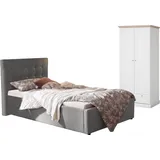 OTTO home Jugendzimmer-Set OTTO HOME "Hamar-Binz", grau, Schlafzimmermöbel-Sets, Polsterbett und Kleiderschrank