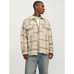 Langarmhemd »JORVESTERBRO CHECK OVERSHIRT LS SN«, Gr. XL - N-Gr, Antique White, , 40515252-XL N-Gr