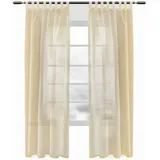 Woltu Gardinen transparent mit Schlaufen Leinen Optik, Schlaufenschal Leinenvorhang im Landhausstil Stores Voile Fensterschal für Wohnzimmer Kinderzimmer Schlafzimmer, 140x245 cm Sand (1 Stück)