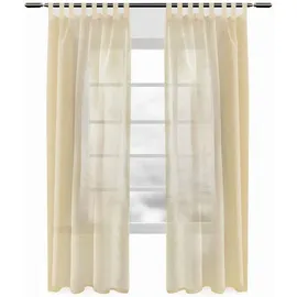 Woltu Gardinen transparent mit Schlaufen Leinen Optik, Schlaufenschal Leinenvorhang im Landhausstil Stores Voile Fensterschal für Wohnzimmer Kinderzimmer Schlafzimmer, 140x245 cm Sand (1 Stück)