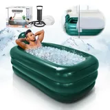 Tragbare Badewanne für Erwachsene,Eisbadewanne für Sportler,aufblasbare Badewanne mit Luftpumpe,einfach aufzublasen,Abfluss,kalte Tauchwanne,tragbare Wanne für Home SPA,heißes Bad (grün)