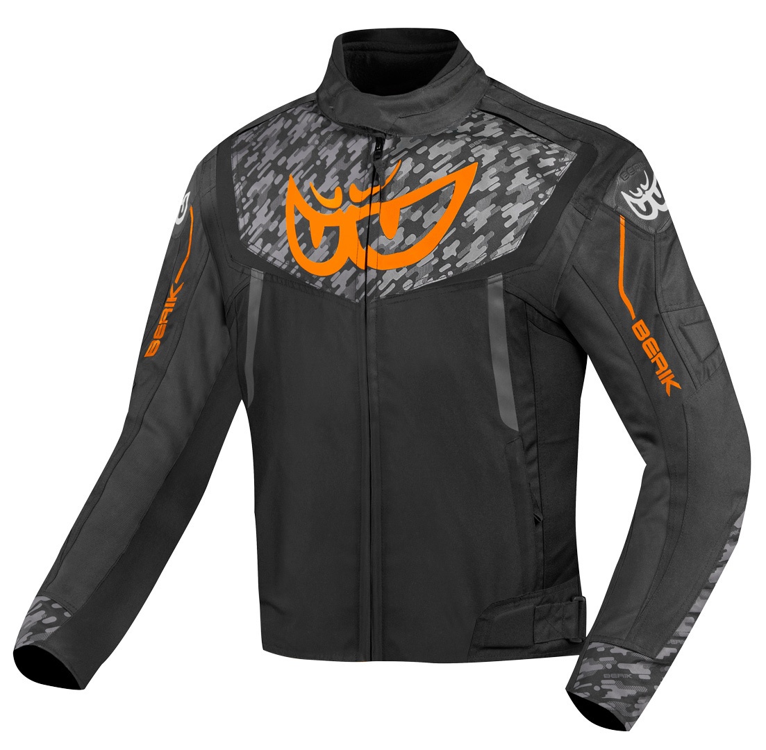 Berik Camo Street Waterdichte motorfiets textiel jas, zwart-oranje, 58