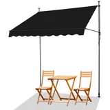 LEADZM Klemmmarkise,Balkon Markise ohne Bohren,200 x 150 cm,Wasserdicht,Sonnenschutz,UV-beständig,Höhenverstellbar mit Handkurbel,für Terrasse,Balkon,Garten,Laden,Schwarz