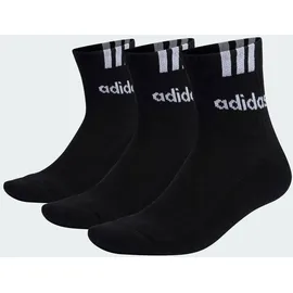 adidas 3er Pack Linear Half-Crew Cushioned Socken Black/White 28-30