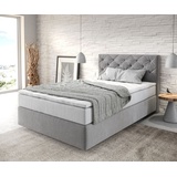 DeLife Boxspringbett Dream-Great 120x200 cm Mikrofaser Grau mit TFK Matratze und Visco Topper