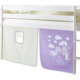 Livetastic Hochbett Malte 90 x 200 cm Kiefer massiv weiß flieder
