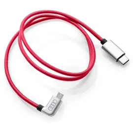 Audi Ladekabel USB-C auf Micro-USB gewinkelt rot