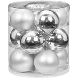 MAGIC by Inge MAGIC Weihnachtskugeln Glas 8cm 12 STK. Christbaumkugeln Farbe: Silber Glanz/weiß matt