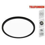 Telefunken LED Bad Deckenleuchte mit Backlight, IP44 Badezimmerlampe, ultraflach, neutralweißes Licht, Schwarz, 290x35 mm (DxH), 321605TF