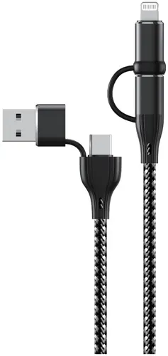 Neues Encore Energy 4in1 Kabel USB-C USB-A Lightning 3A QC PD 60W zum Laden und Datentransfer 100 cm geflochten EE115
