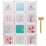 Intirilife Steckregal mit 12 Türen (47 x 47 x 145.50 cm, Kinder - Jugendzimmer, Kindermöbel, Kinderkleiderschränke