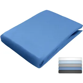 Jack Spannbettlaken Mako-Satin 90 x 200 - 140 x 200 - 180 x 200 cm Blau