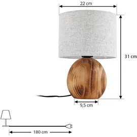 LINDBY Tischleuchte Lindby, Mayumi, Holz für Wohnzimmer, Holz, Skandinavisch, / 31