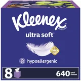 Kleenex Ultraweiche Gesichtstücher, 8 Würfelboxen, 80 Taschentücher pro Box, 3-lagig, Verpackung kann variieren
