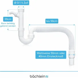 Bächlein flexibler Röhrensiphon für Küchenspüle - Geruchsverschluss mit einfachem Geräteanschluss