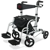 Antar Aluminium Vierrad Rollator mit Fußstützen AT51005