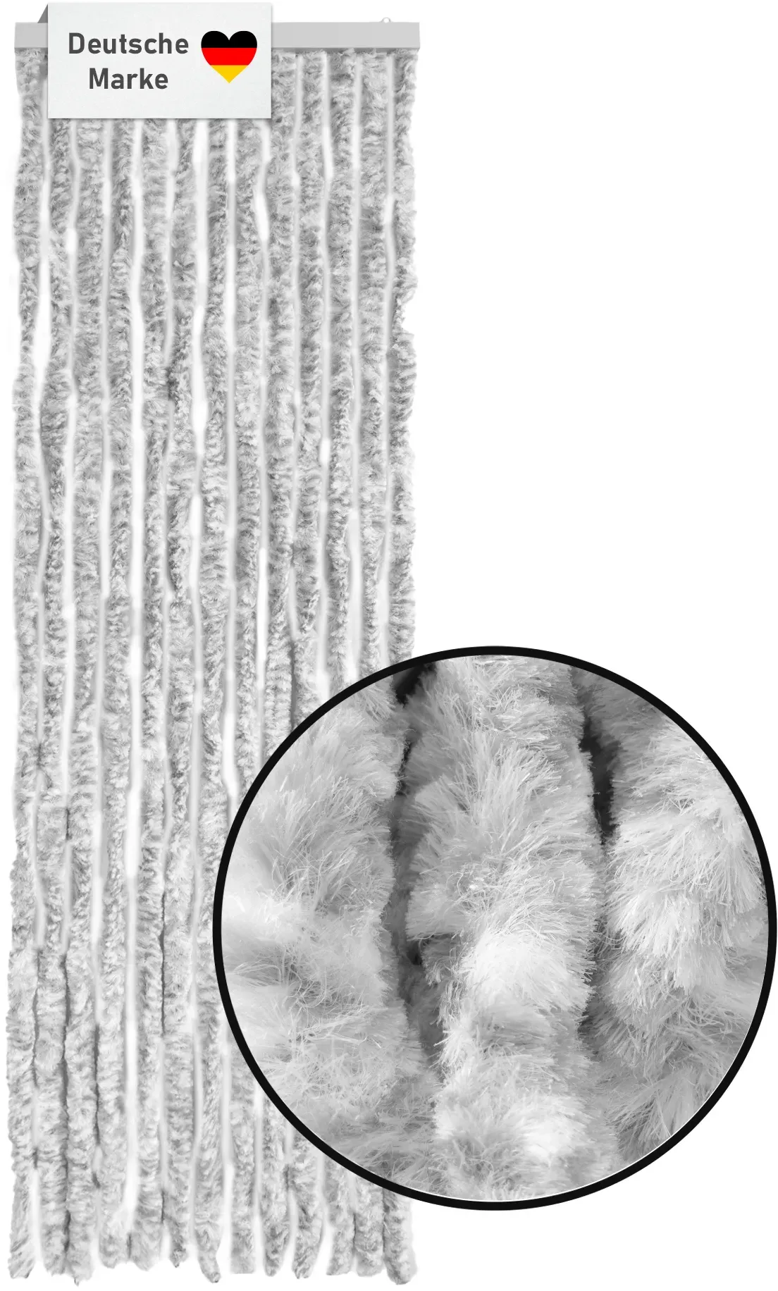 Flauschvorhang 56x185cm hellgrau-weiß meliert, Fliegenschutz, Türvorhang