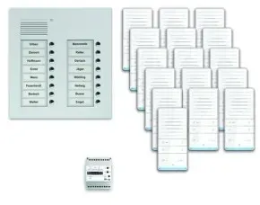TCS PAUF162/001 audio:pack UP für 16 Wohneinheiten, mit Außenstation PUK 16 Klingeltasten 2-spaltig + 16x Freisprecher ISW6031 + Steuergerät BVS20