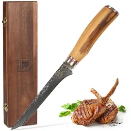 Wakoli Minami Filetiermesser 16,5 cm Olivenholzgriff Damaststahl flexibel