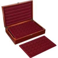 MC.Sammler Holz Münzkassette Münzkoffer inkl 5 Münztableaus für 200